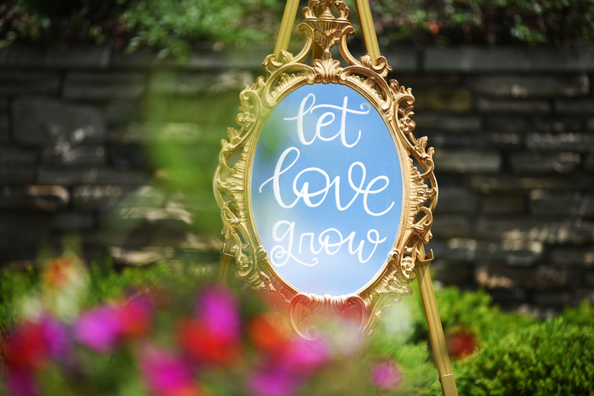 Nature and puppies wedding inspiration mirror let love grow garden