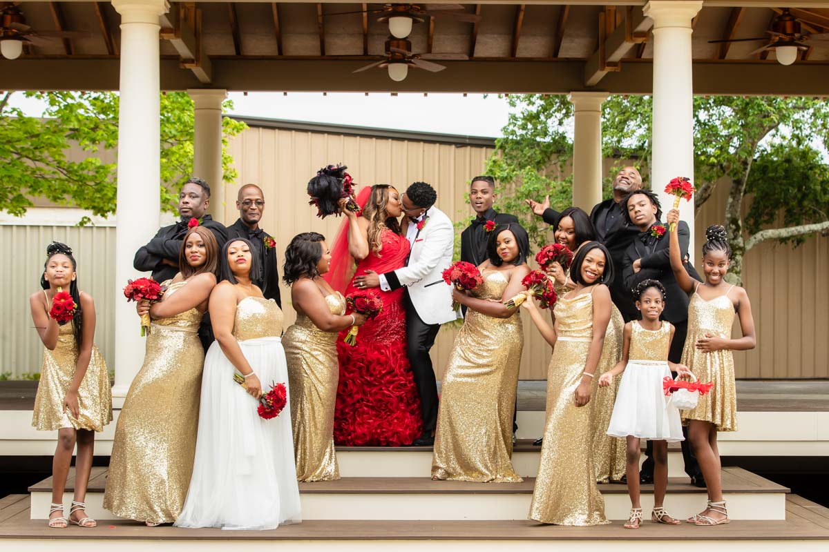 Elegant red and gold Atlanta outdoor wedding