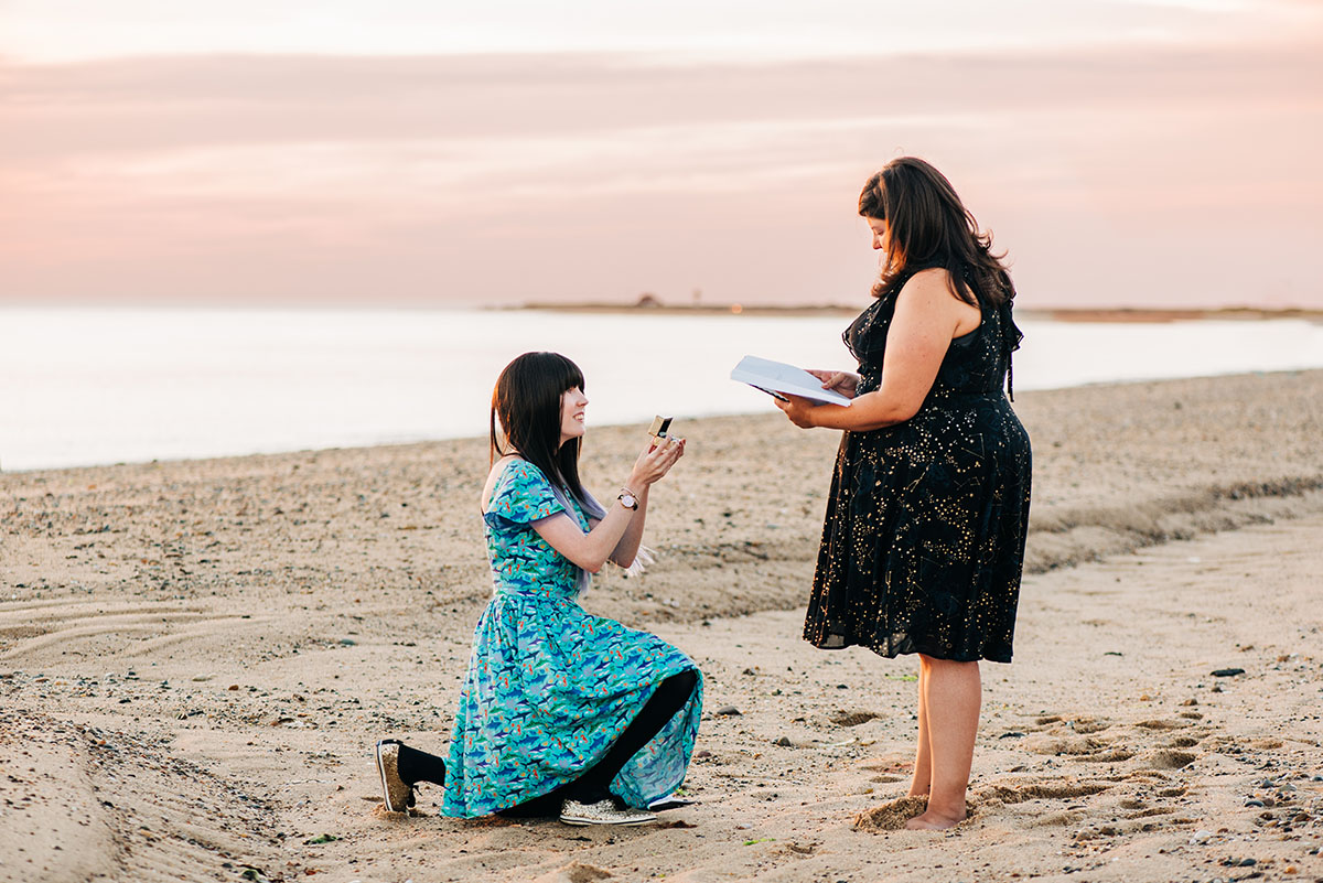 I proposed to my high school sweetheart—here's how we make it work two brides lesbian couple beach engagement books literature Harry Potter