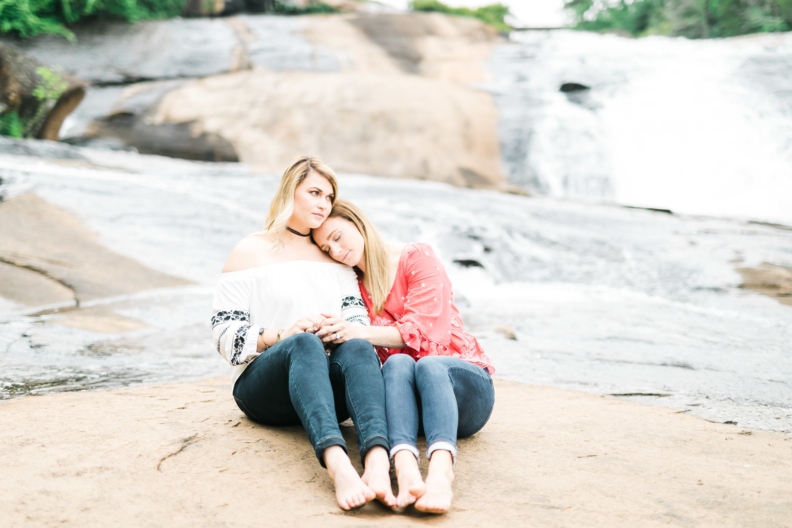 Outdoor engagement session at High Falls State Park in Georgia