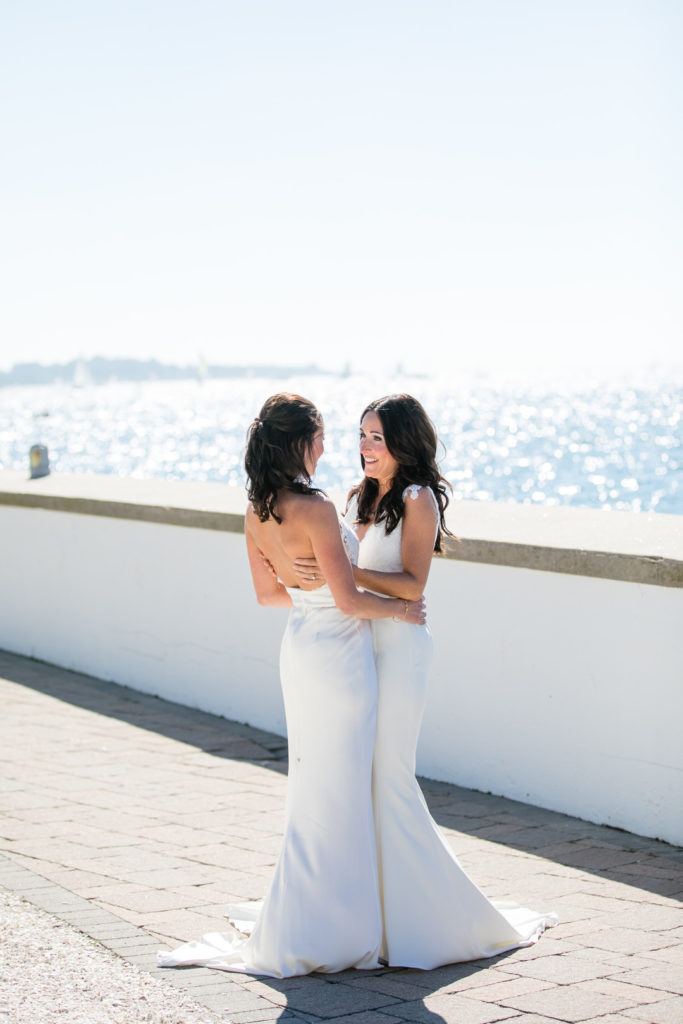 Black and white beach wedding in Newport, Rhode Island