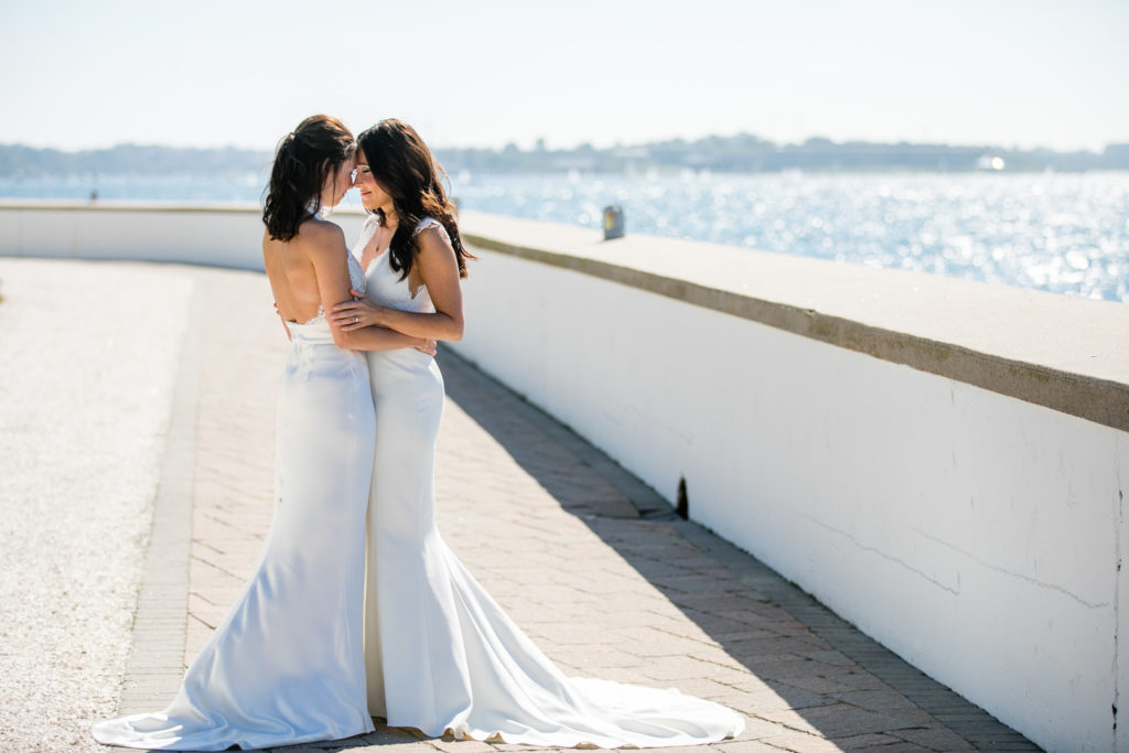 Black and white beach wedding in Newport, Rhode Island