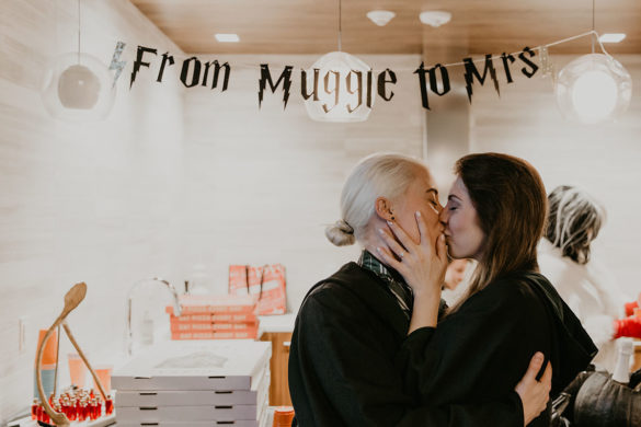 We spoke to the couple behind that epic Harry Potter proposal two brides J.K. Rowling Draco Malfoy wizard scavenger hunt Slytherin books from Muggle to Mrs.