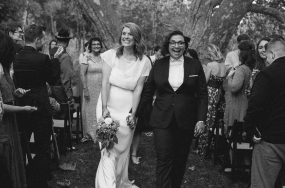 Celebrity LGBTQ+ wedding alert: Raining Jane Becky Gebhardt marries cinematographer Abby Linne in afternoon Los Angeles wedding.