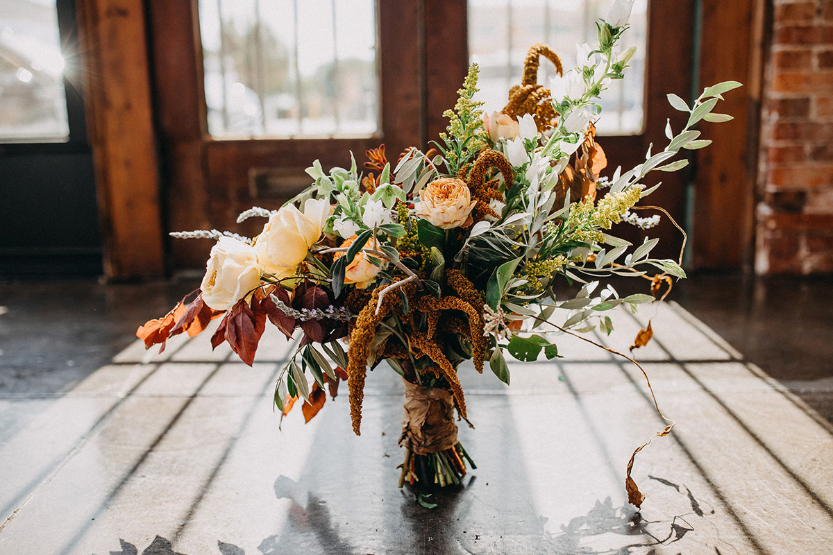 Earthy winter wedding inspiration rustic floral centerpiece