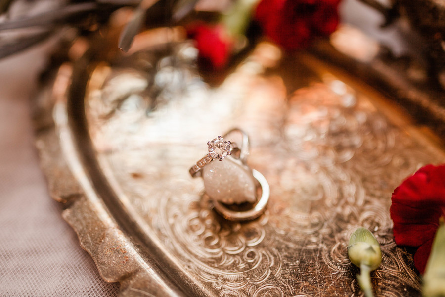 Historic mansion winter wedding inspiration engagement ring