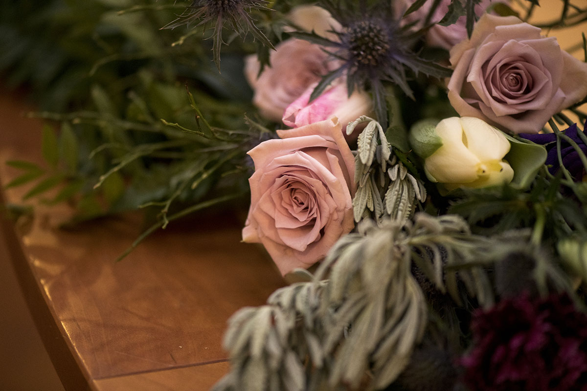 Romantic ivory and purple wedding inspiration roses