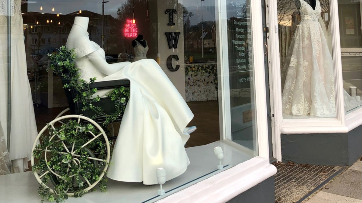 Why this wedding shop is getting praise for its wheelchair window display