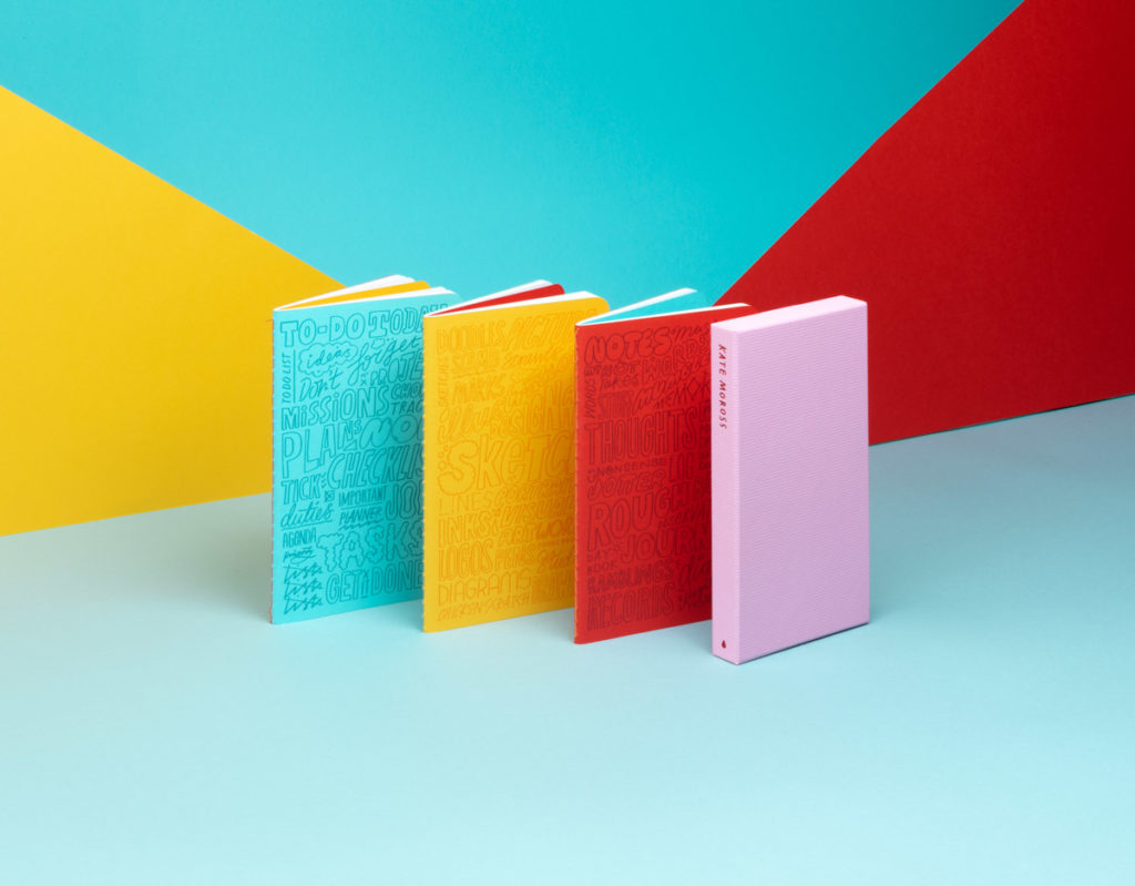 MOO collaborated with LGBTQ award-winning graphic designer Kate Moross to launch a limited supply of a trio of brightly colored journals