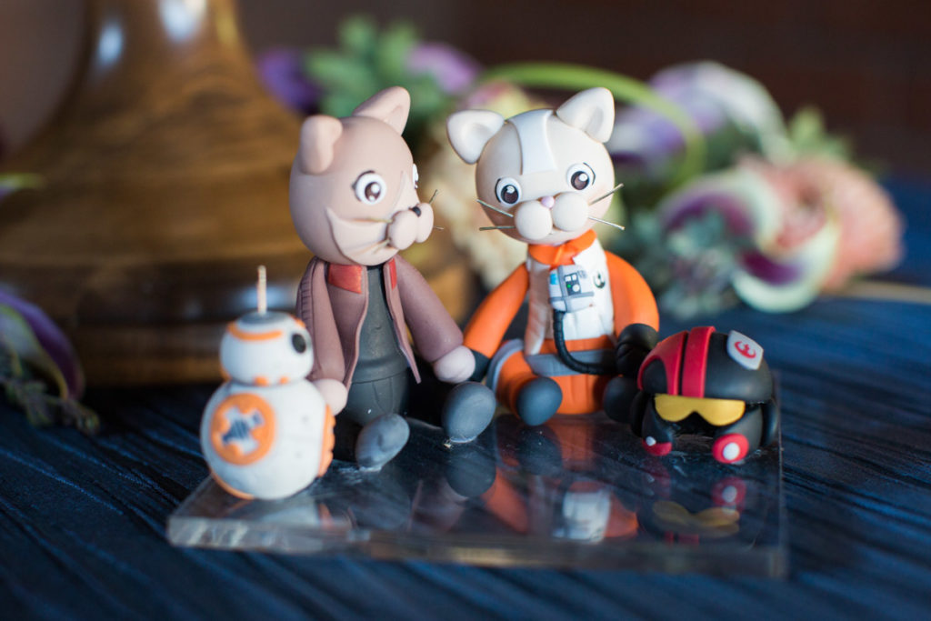 LGBTQ wedding details Star Wars and cats cake topper Equally Wed