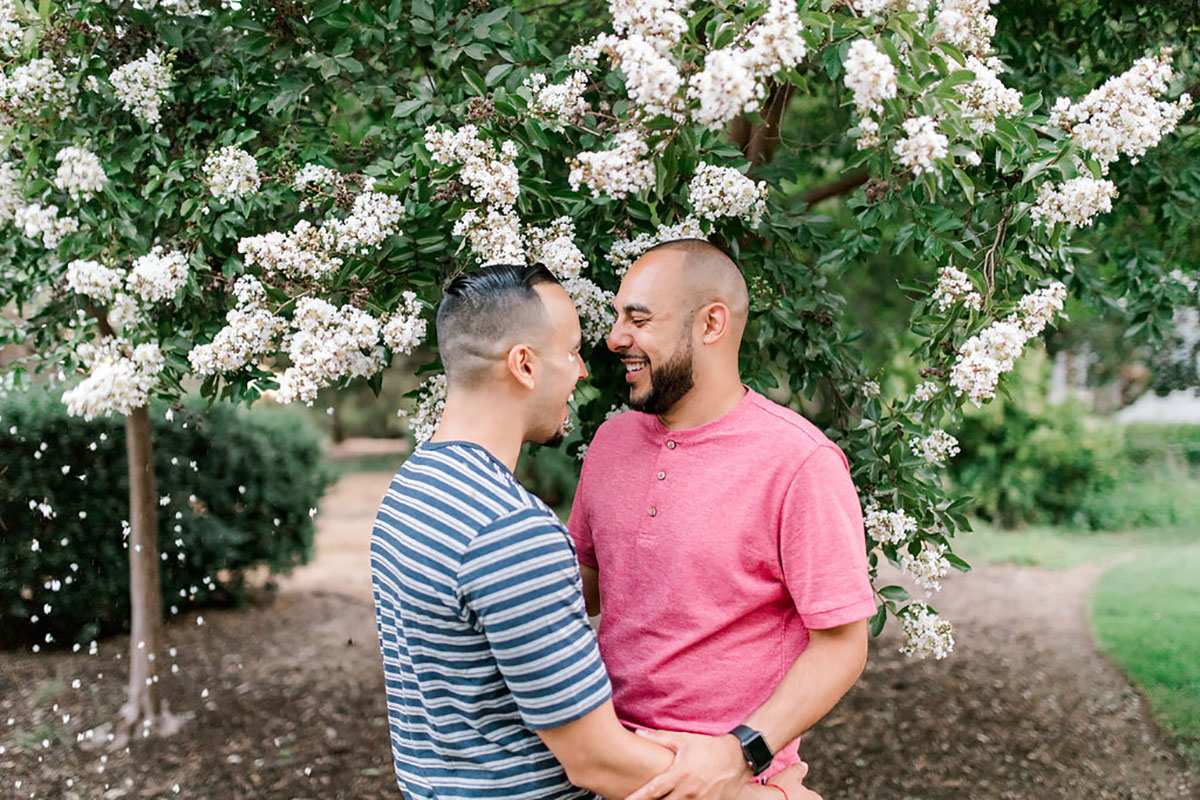Double engagement inspiration in the Arizona Cactus Garden two gay lesbian couples Stanford University California cactus wildlife