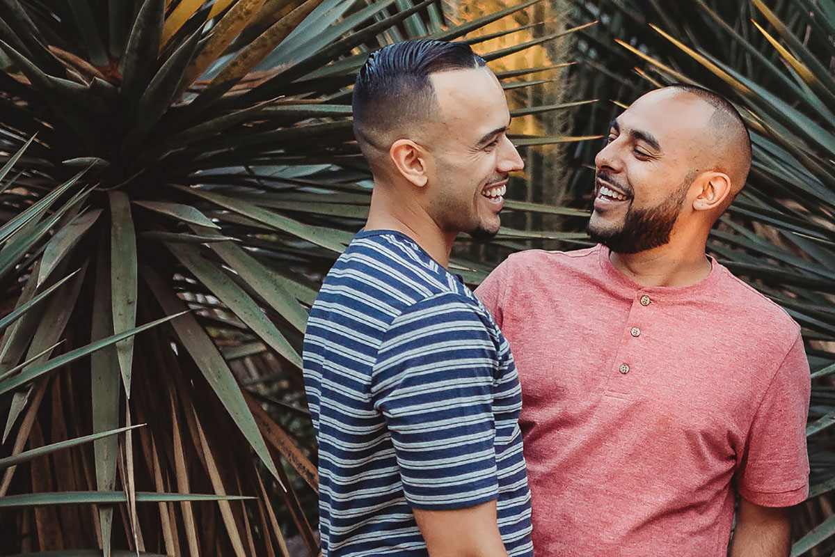 Double engagement inspiration in the Arizona Cactus Garden two gay lesbian couples Stanford University California cactus wildlife
