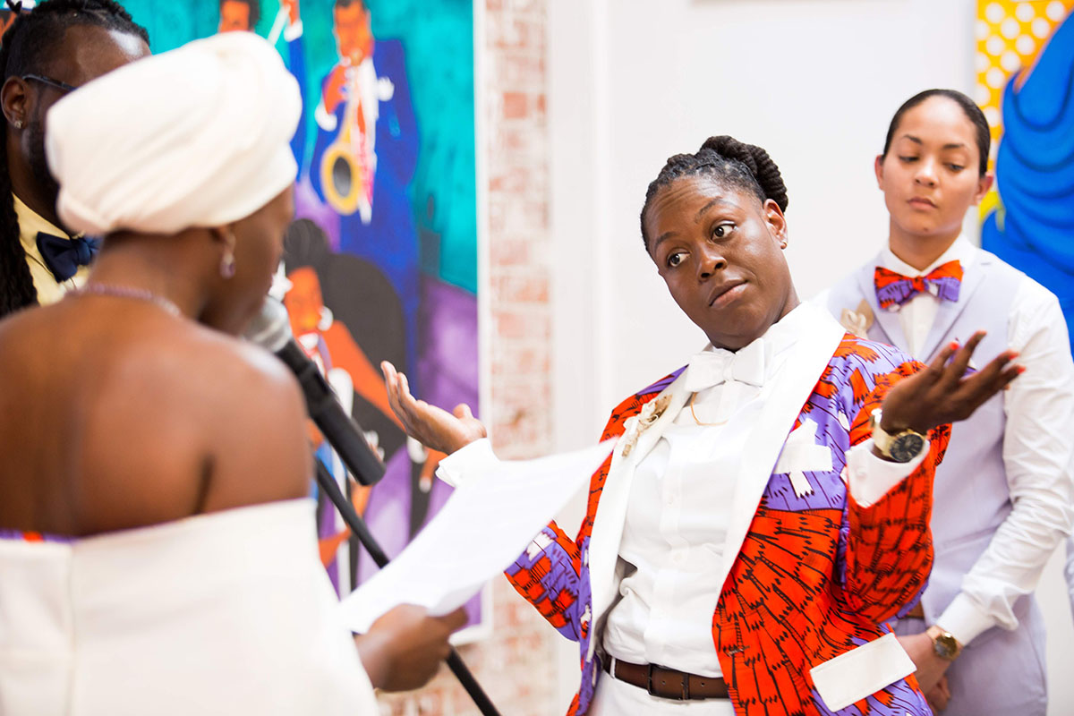 Red and purple African diaspora wedding