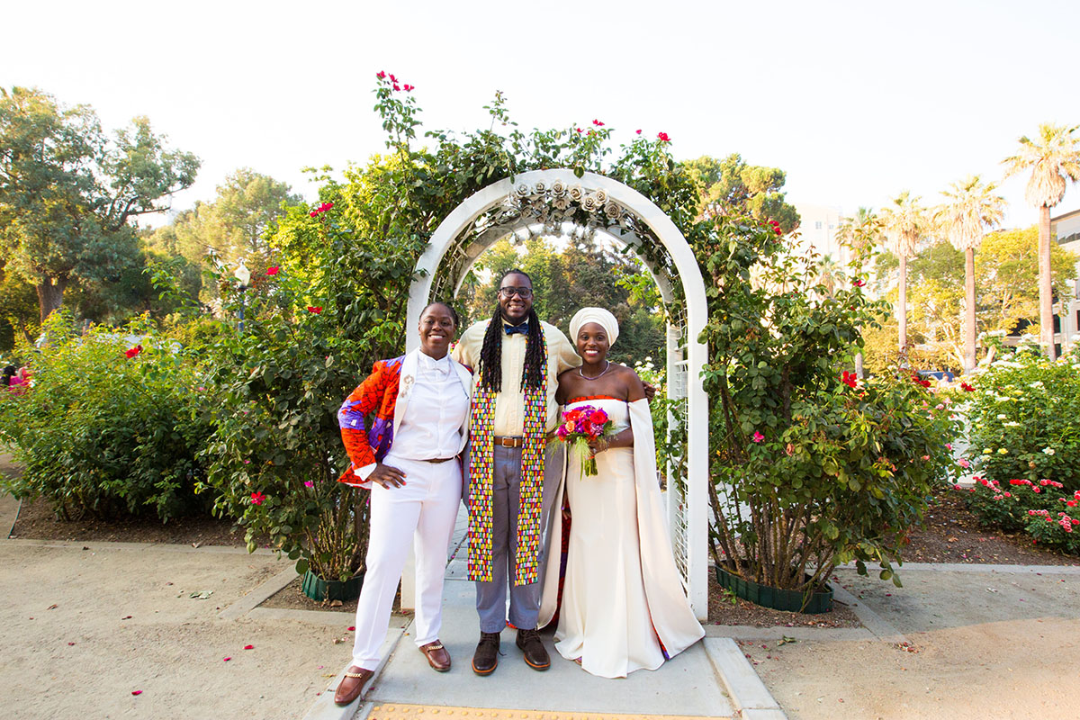 Red and purple African diaspora wedding