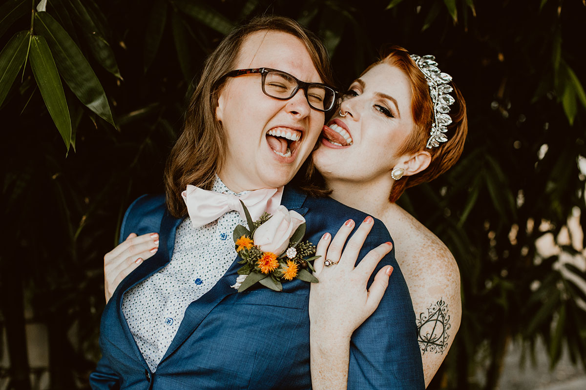 This couple got married in a California garden with moody, dramatic photos