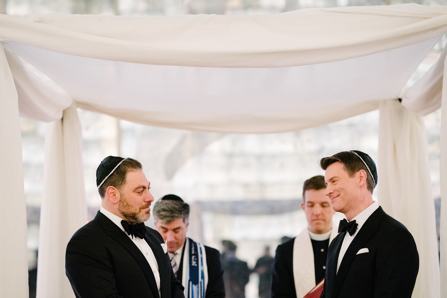 Elegant interfaith wedding near the iconic Carnegie Hall black tie luxurious gay wedding Tiffany & Co. Armani tux