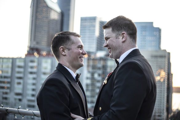 Glamorous 1920s themed wedding with an epic drag reception two grooms gay military wedding