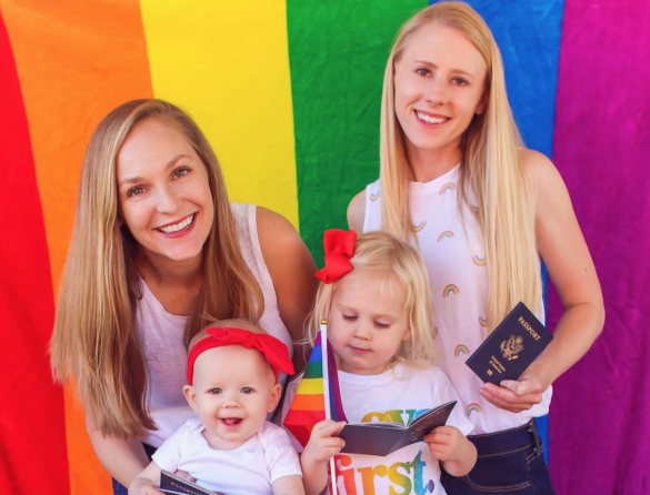 Raising our children as a two-mom family isn't always easy, but we love it Christine Katie Bailey Baby Bailey Mama Drama two moms two daughters Pride lesbian moms passports