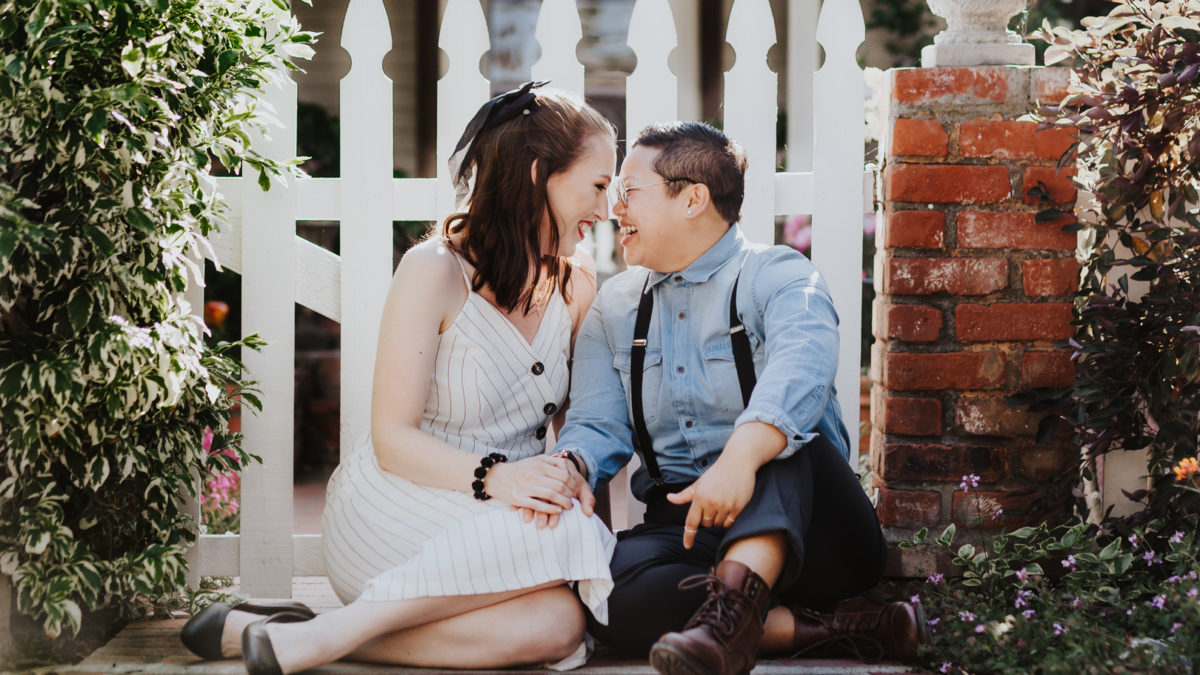 Engagement photos in the historic Los Rios district in California