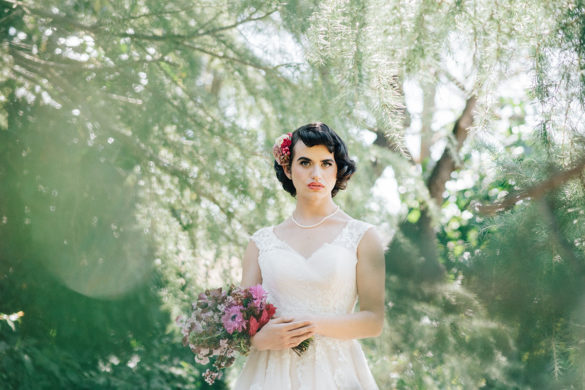 Moody floral fairy tale wedding inspiration with fashion from three eras contemporary vintage modern trans wedding looks dresses hair makeup bridal beauty LGBTQ+