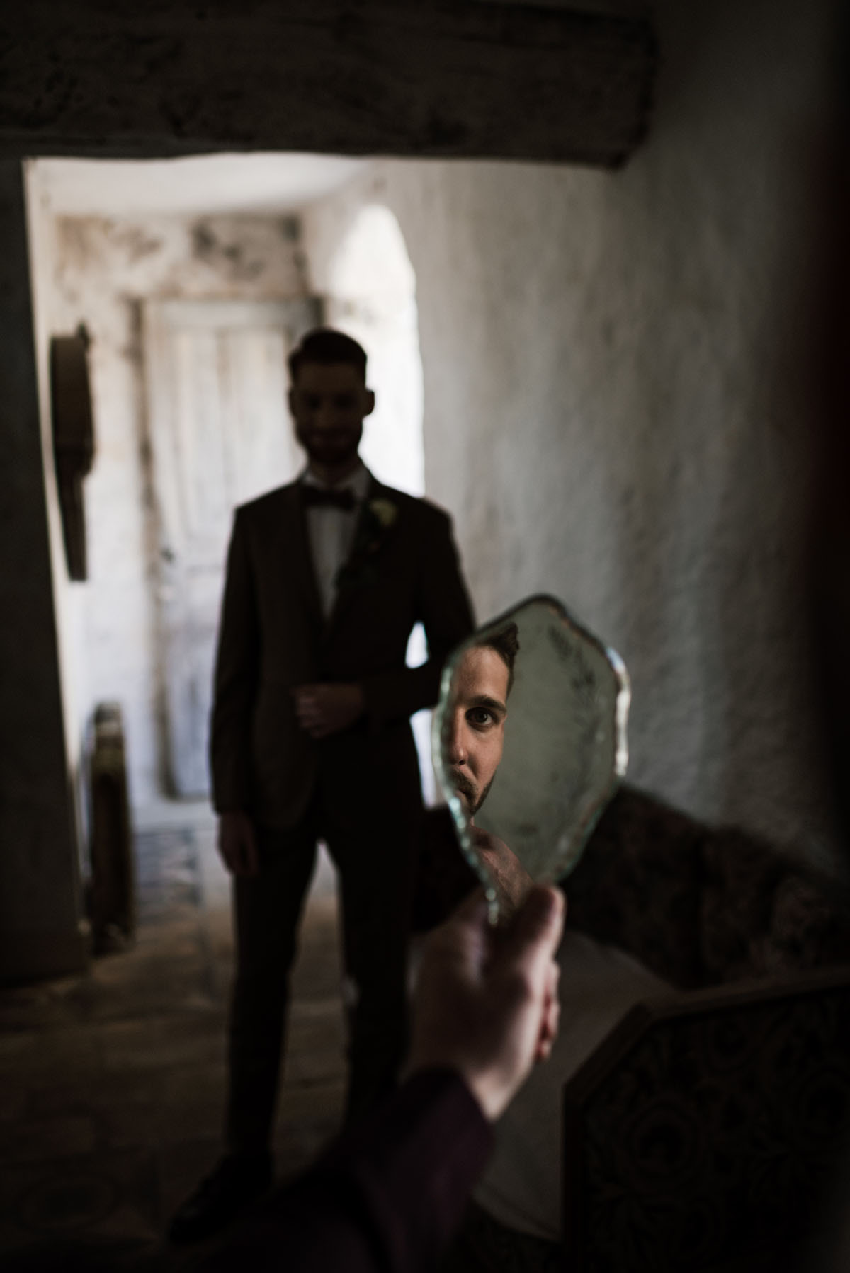 Sherlock Holmes inspired moody wedding inspiration in France mirror