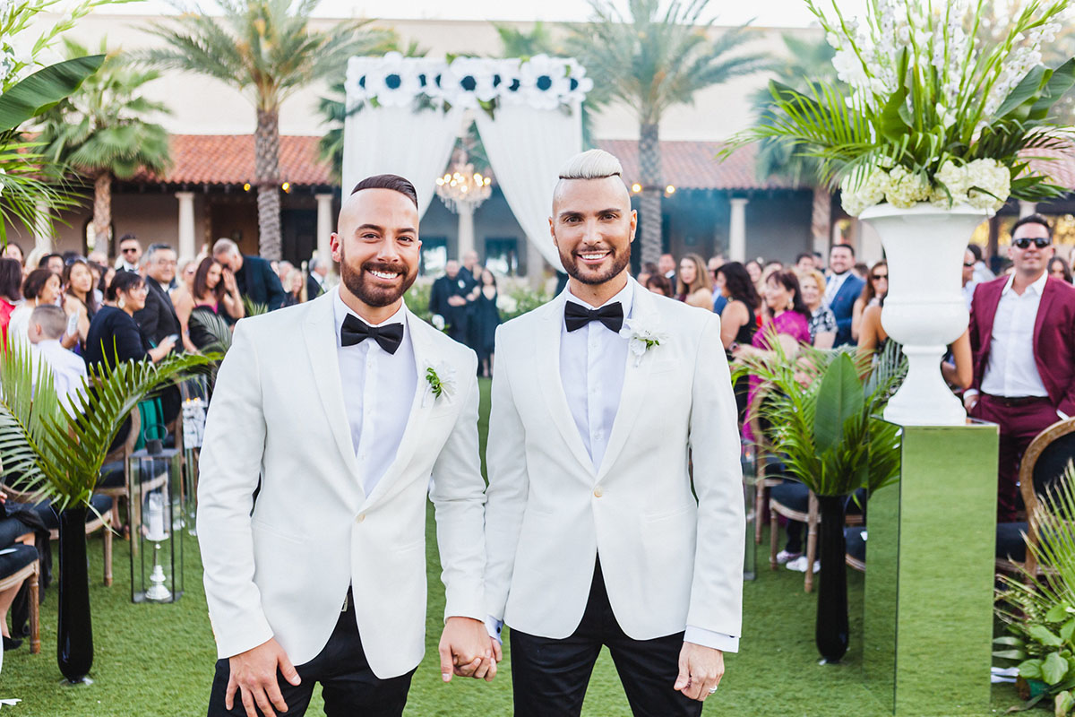 The creators of the same-sex Barbie wedding set just got married two grooms gay wedding black and white