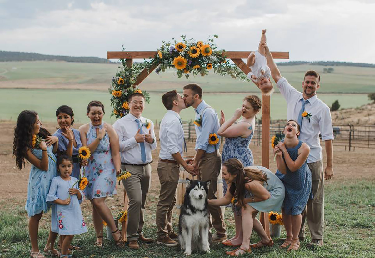 Why you should absolutely include your dog in your wedding LGBTQ+ weddings farm barn wedding Siberian Husky
