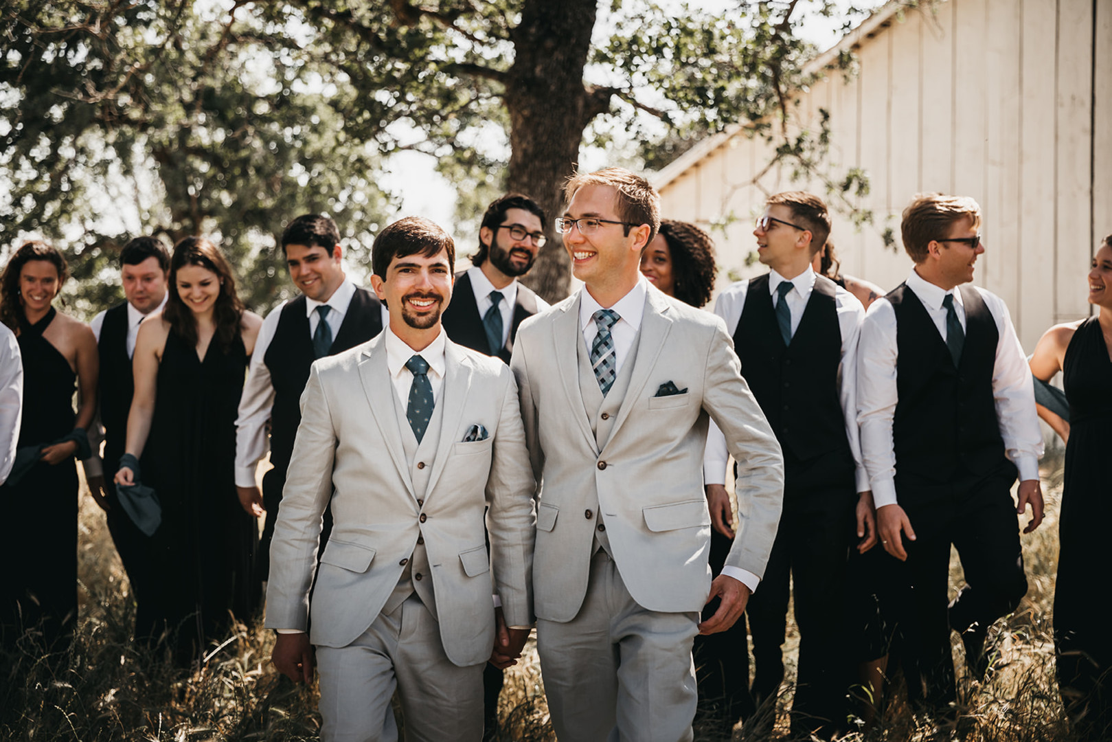 Rustic countryside spring wedding at California Woods Nature Preserve LGBTQ+ weddings gay wedding two grooms moody photojournalist nature