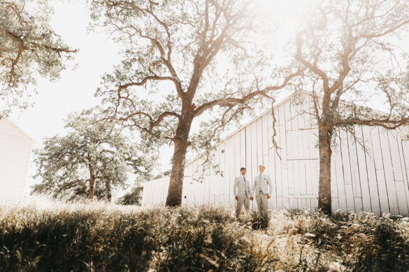 Rustic countryside spring wedding at California Woods Nature Preserve LGBTQ+ weddings gay wedding two grooms moody photojournalist nature trees