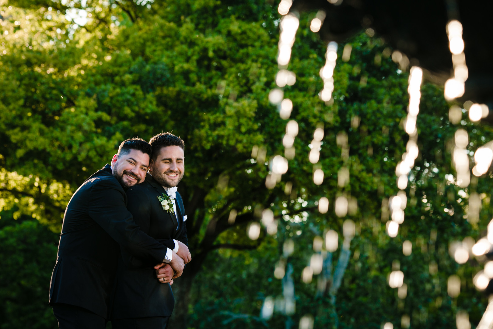 Black tie wedding at the Blanton Museum in Austin, Texas LGBTQ+ weddings two grooms luxury elegant