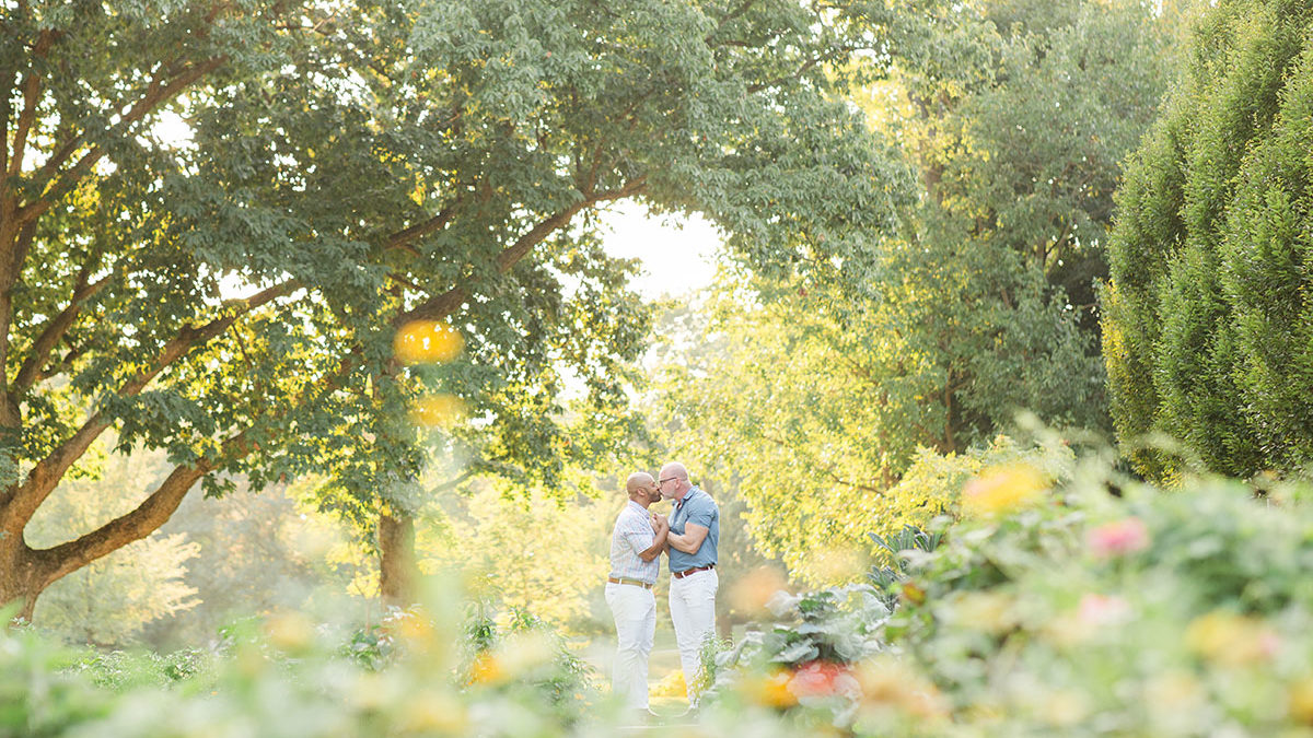 Garden engagement photos at the Franklin Park Conservatory