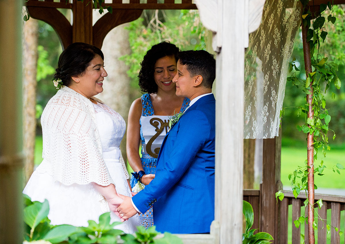 Community was at the heart of this floral summer wedding LGBTQ+ weddings two brides queer lesbian wedding Long Island New York Bindle and Keep vows