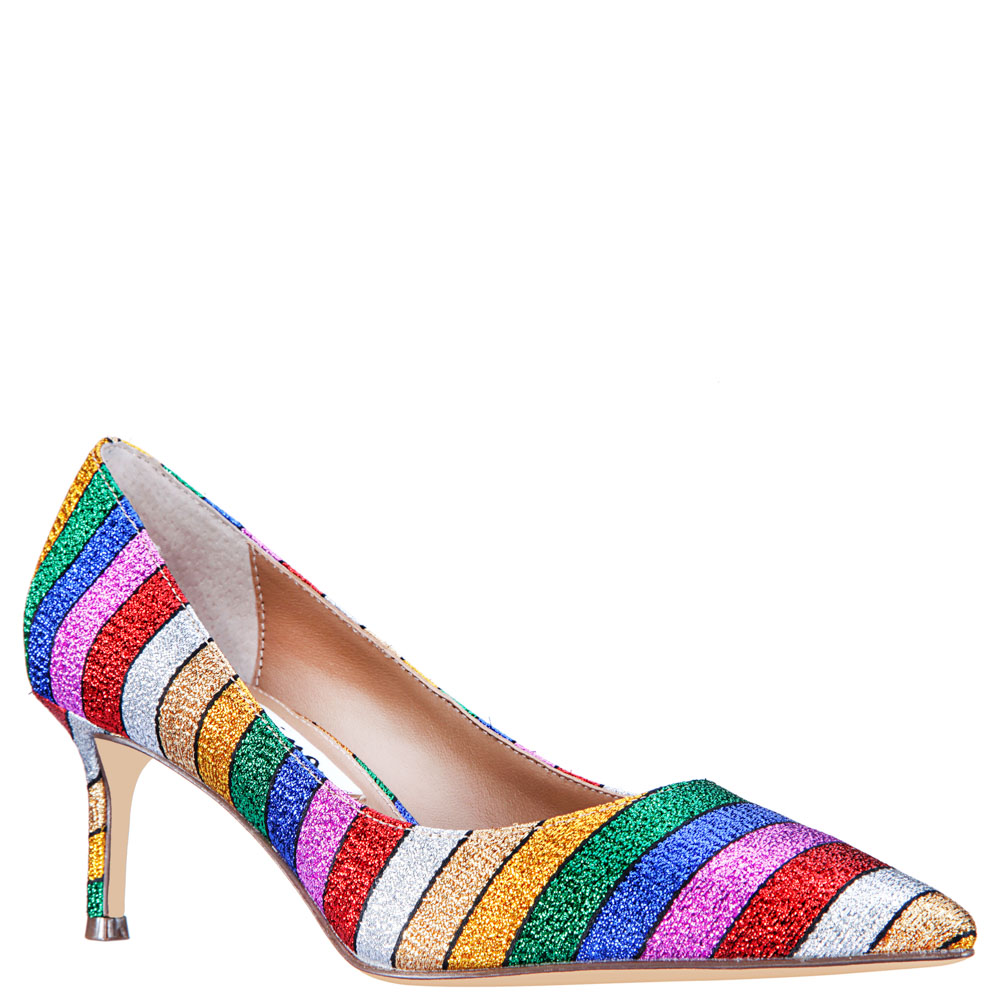 Make a splash at your LGBTQ+ wedding with these rainbow high heels by Nina Shoes. $79. ninashoes.com
