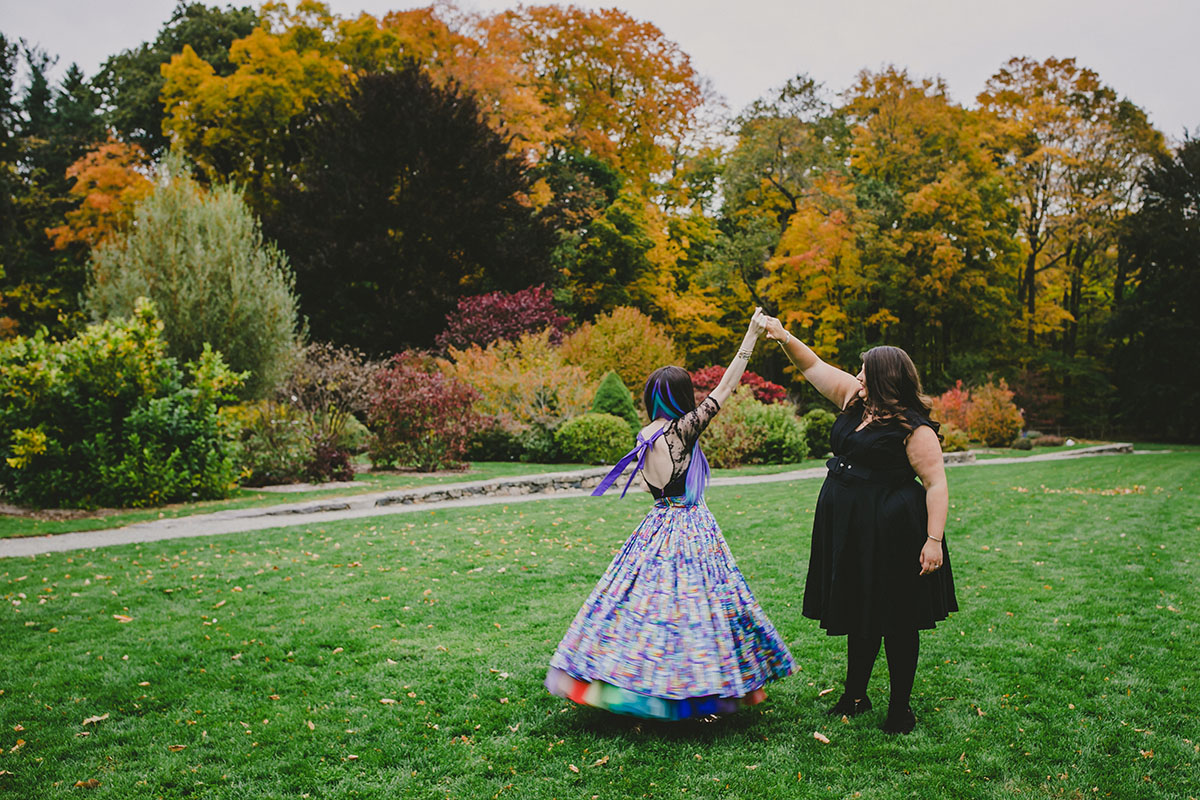 Why you should absolutely do a post-wedding photo shoot LGBTQ+ weddings engagements two brides lesbian couple newlywed photos foliage fall autumn october