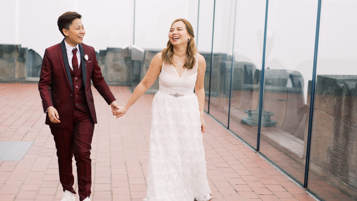 Romantic spring elopement at the Top of The Rock in New York City