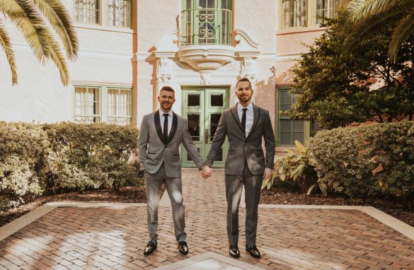 Tropical, timeless wedding in St. Petersburg, Florida LGBTQ+ weddings gay wedding two grooms waterfront