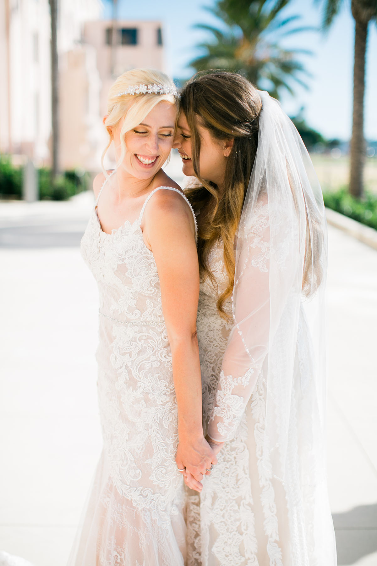 Whimsical, rustic waterfront wedding in San Diego, California two brides LGBTQ+ weddings sunny succulents