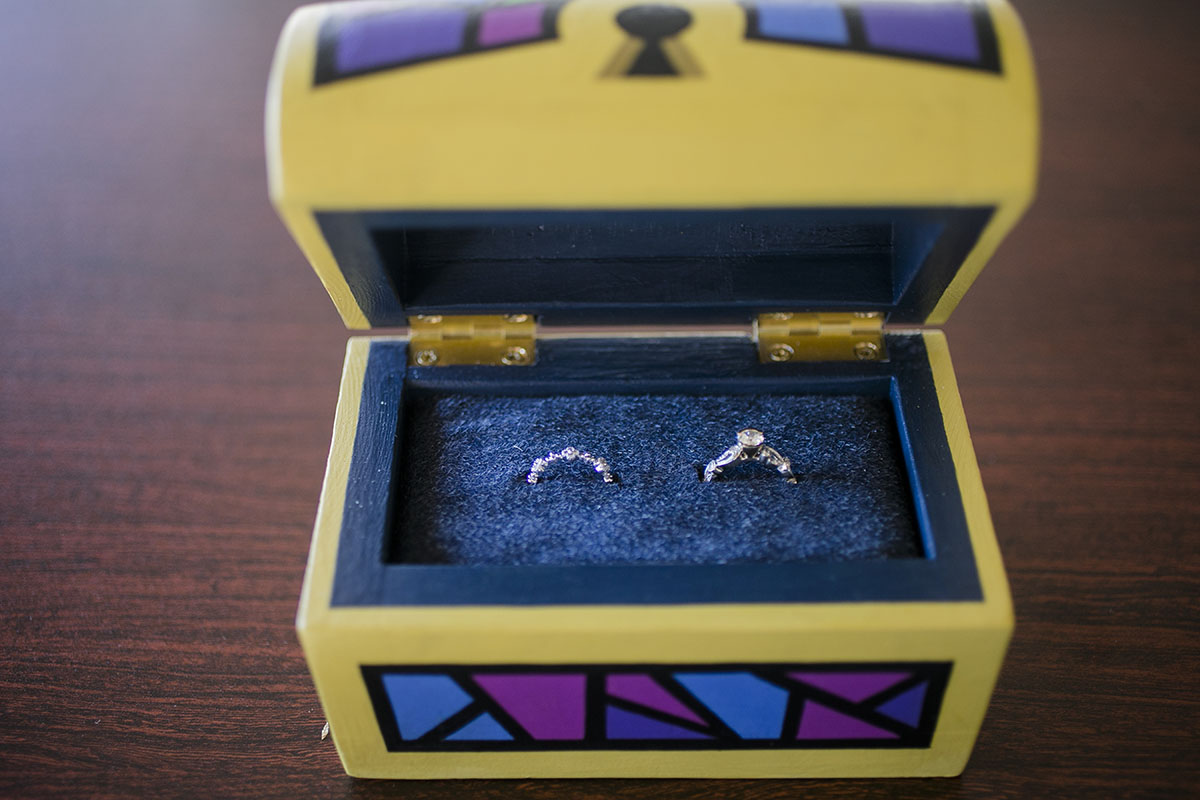 Nerdy and elegant Kingdom Hearts inspired wedding LGBTQ+ weddings two brides lesbian wedding rings