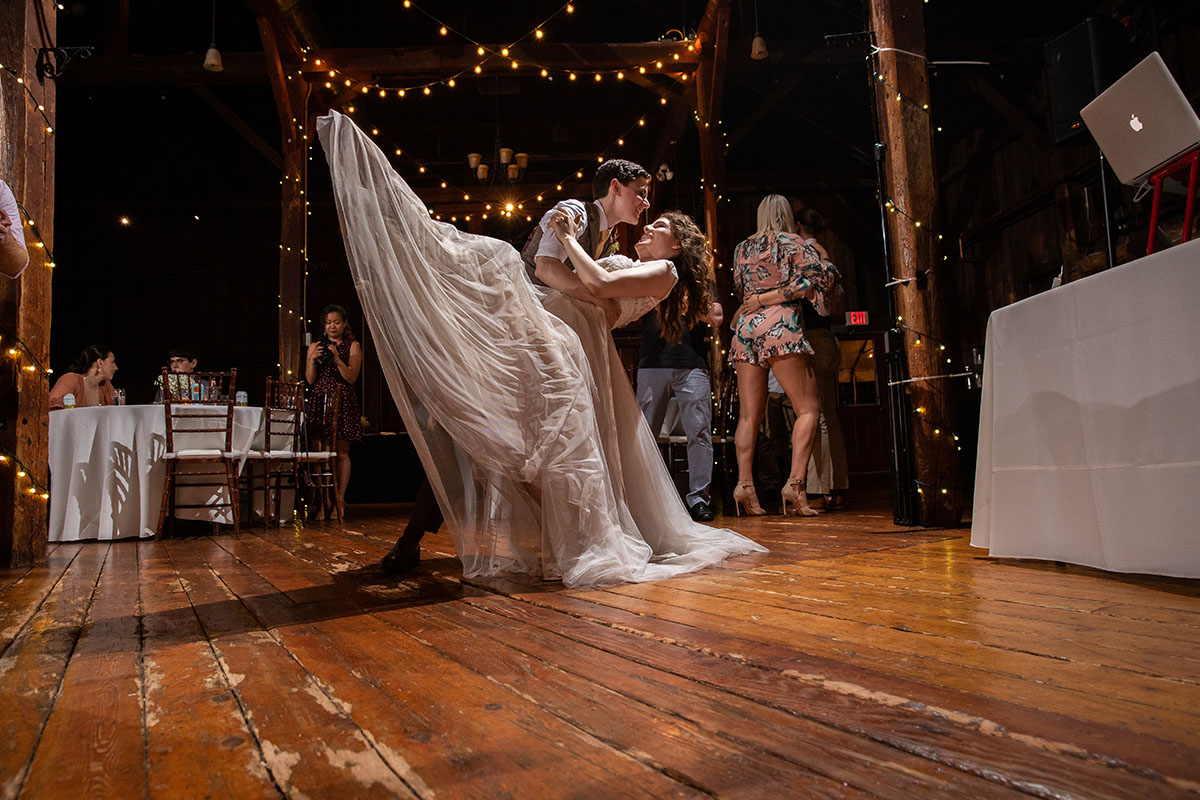 Rustic mountain wedding at The Red Barn at Hampshire College LGBTQ+ weddings two brides Amherst Massachusetts romantic cozy first dance
