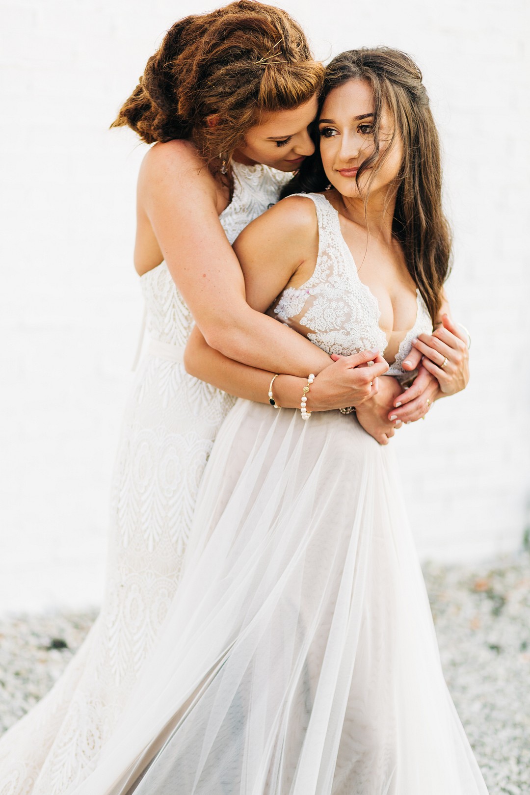 Carefree bohemian beach wedding in Pensacola, Florida LGBTQ+ weddings two brides