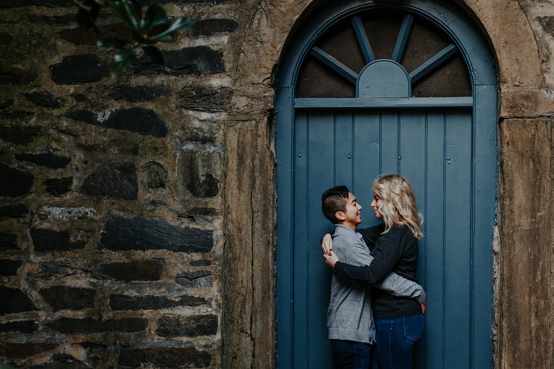 Fall engagement photos around the city in Alexandria, Virginia LGBTQ+ weddings two brides engaged