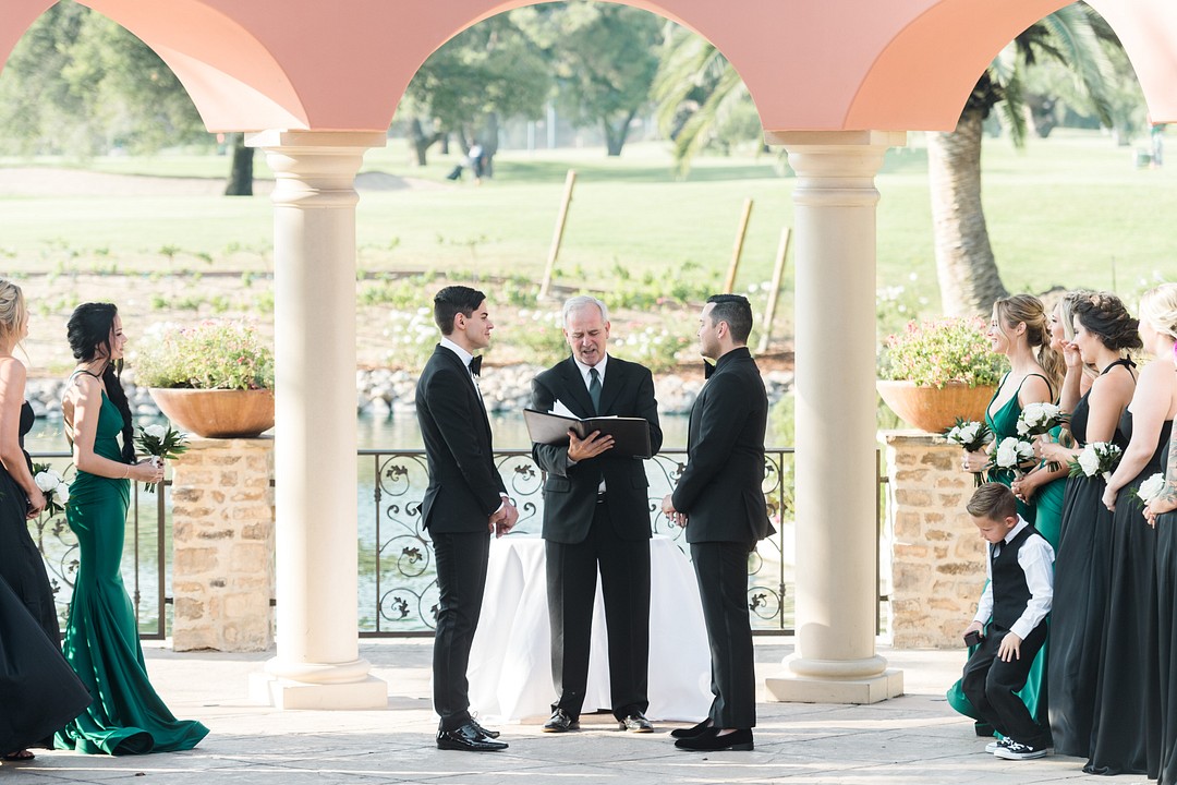 Hollywood-themed luxury wedding with Italian inspiration LGBTQ+ weddings elegant luxurious black tie Italy destination southern California July vows
