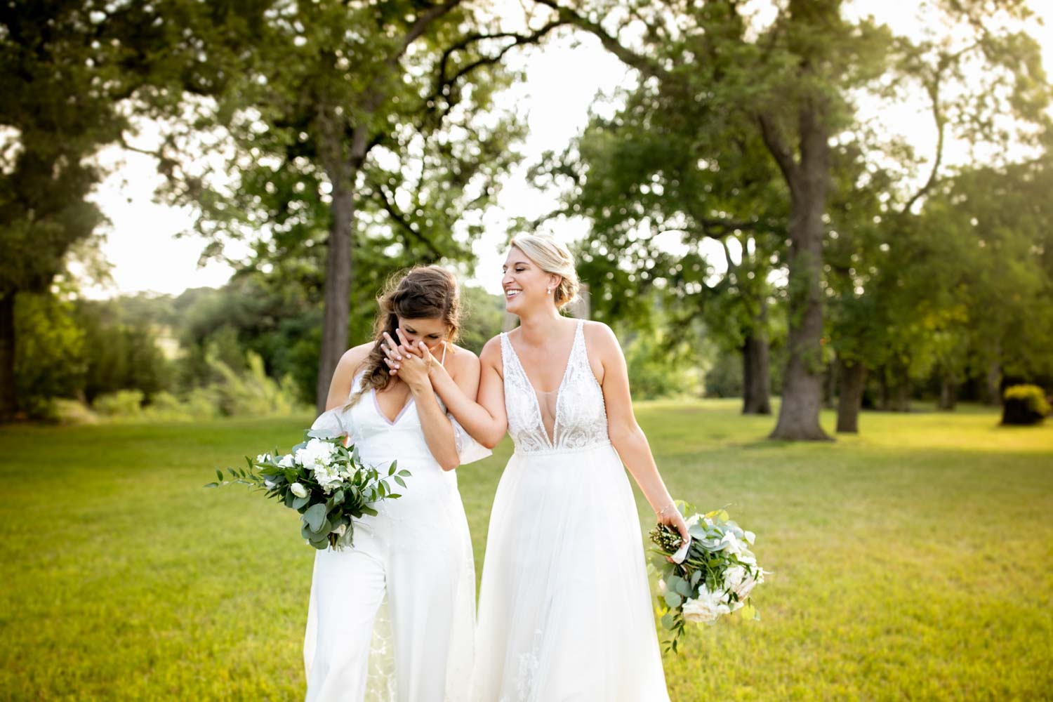 Meagan and Kristyn tied the knot in a luxury outdoor lesbian wedding in Aus...