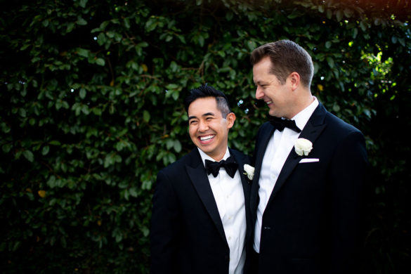 Modern summer ranch wedding in Burbank, California LGBTQ+ weddings elegant black tie