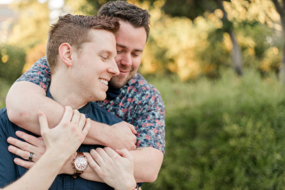 Modern winter resort engagement photos in Scottsdale, Arizona