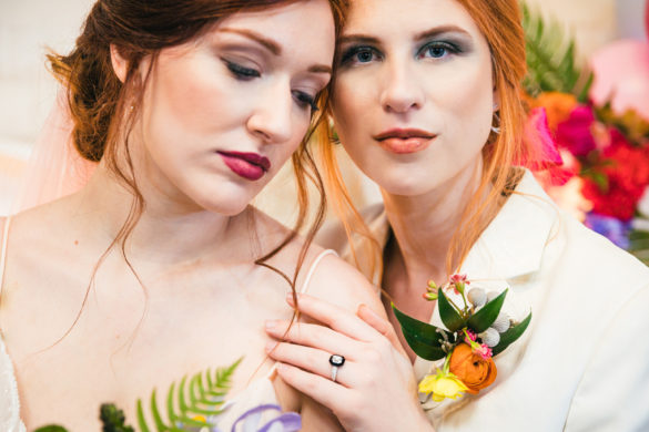 Colorful, whimsical wedding inspiration in Atlanta, Georgia LGBTQ+ weddings lesbian wedding two brides same-sex wedding rainbow