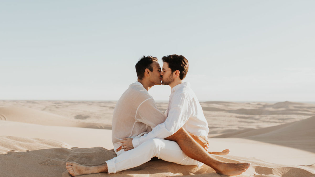Uly + Ernesto: a monochrome winter engagement session at California sand dunes