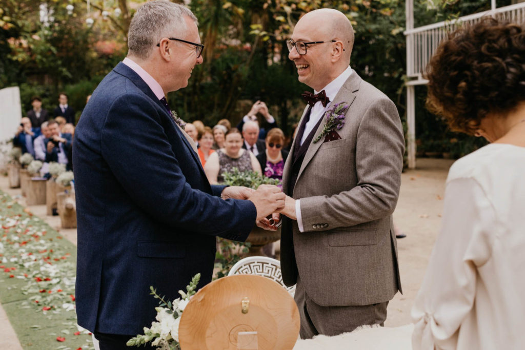 Anthony and Paul traveled from their hometown of Dublin, Ireland, to marry in a laid-back autumn wedding at the boho-lux Quinta Do Hespanhol in the wine region Torres Vedras 40 km north of Lisbon, Portugal.