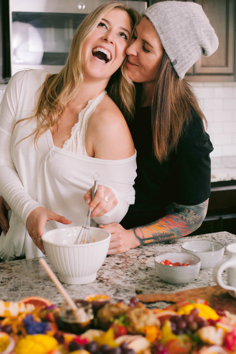 Sunday morning brunch love shoot by GunnShot Photography featured on Equally Wed, the leading LGBTQ+ wedding magazine