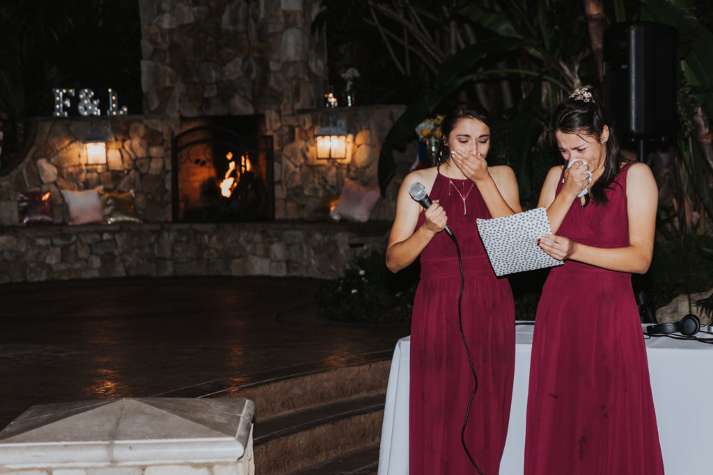 bridesmaids give wedding toast at LGBTQ+ wedding